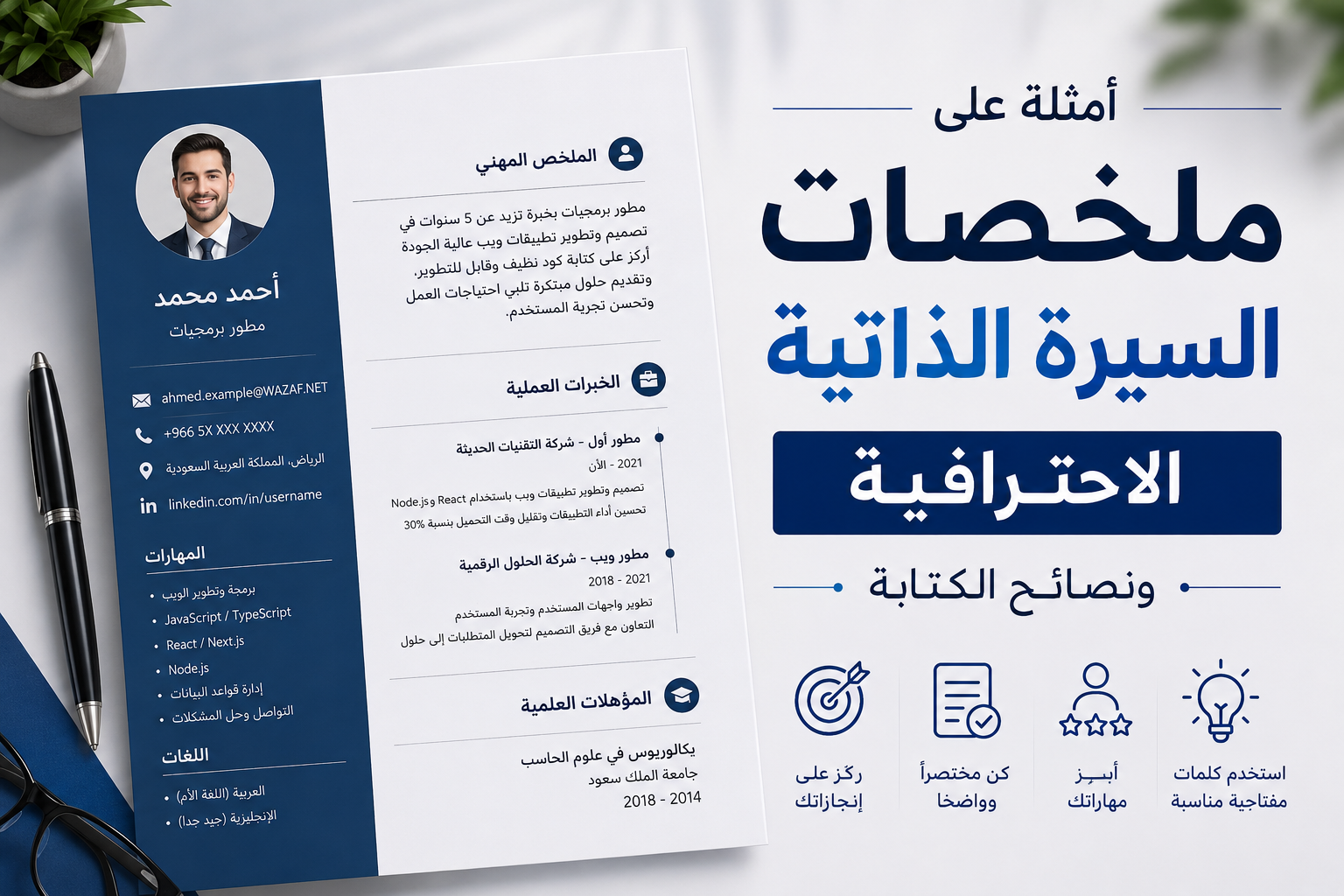 أمثلة على ملخصات السيرة الذاتية الاحترافية ونصائح الكتابة